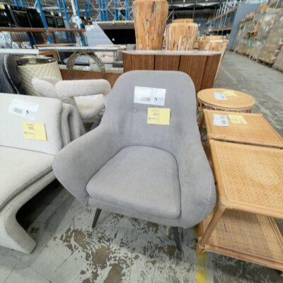 EX STAGING - GREY ARMCHAIR SOLD AS IS EX STAGING - GREY ARMCHAIR SOLD AS IS