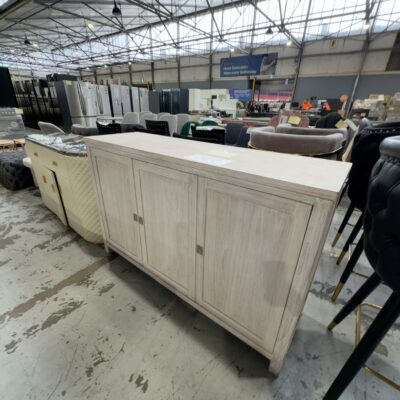 EX STAGING - WHITE WASH TIMBER BUFFET SOLD AS IS EX STAGING - WHITE WASH TIMBER BUFFET SOLD AS IS
