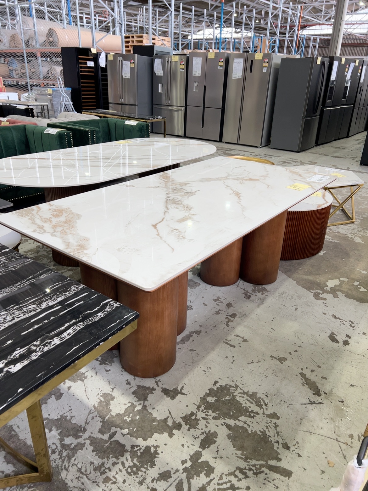 EX SHOWROOM - SCALA DINING TABLE, 2000MM X 1000MM TIMBER CYCLINDER BASE, SOLD AS IS EX SHOWROOM - SCALA DINING TABLE, 2000MM X 1000MM TIMBER CYCLINDER BASE, SOLD AS IS