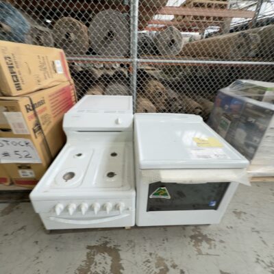 PALLET OF 2 X WESTINGHOUSE WHITE 110CM ELEVATED OVENS, MISSING SOME PARTS, SOLD AS IS NO WARRANTY