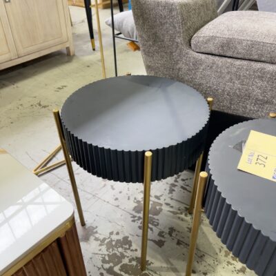 EX STAGING - BLACK FLUTED SIDE TABLE, SOLD AS IS EX STAGING - BLACK FLUTED SIDE TABLE, SOLD AS IS