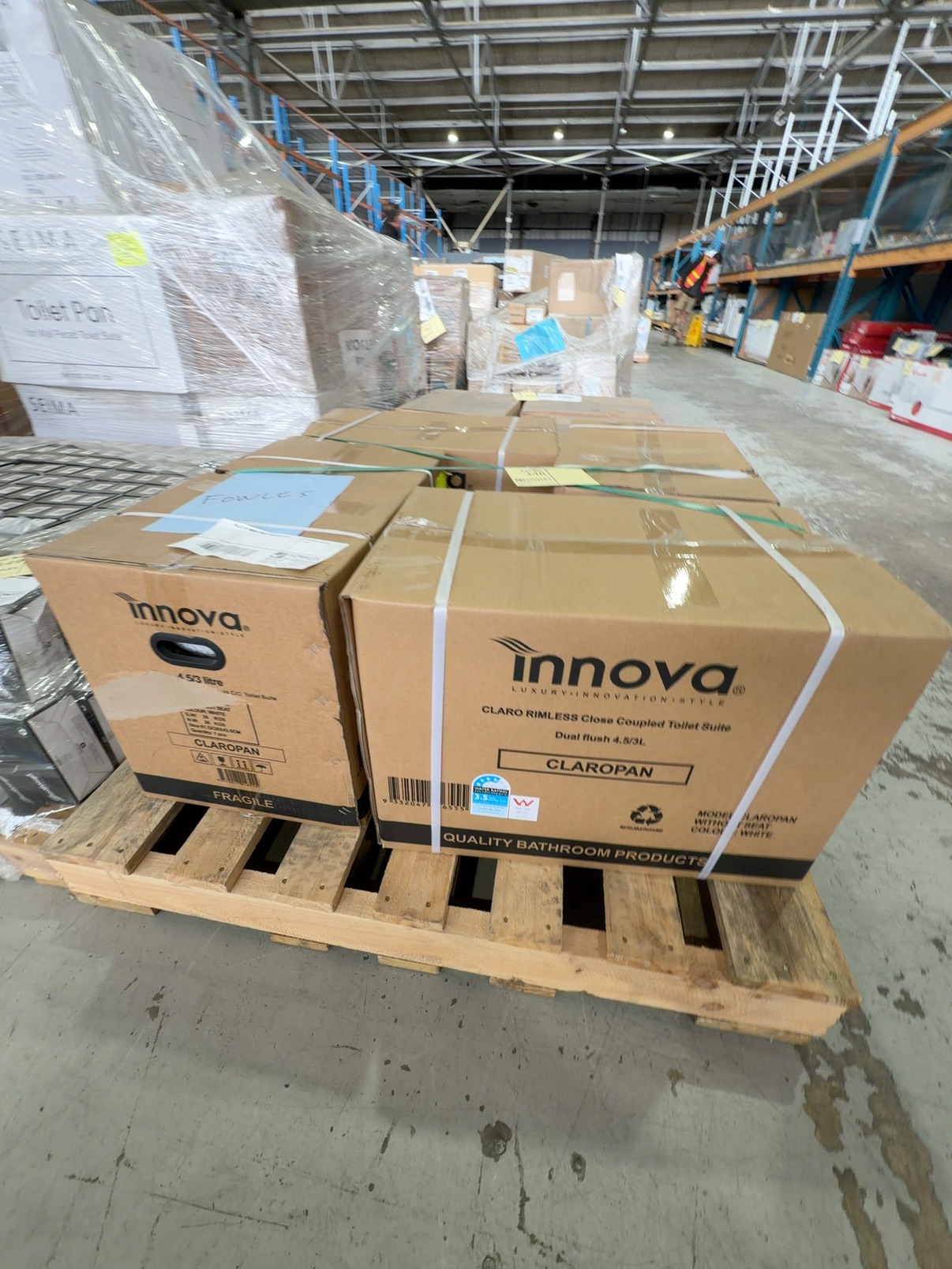 PALLET OF INNOVA TOILET PANS SOLD AS IS PALLET OF INNOVA TOILET PANS SOLD AS IS