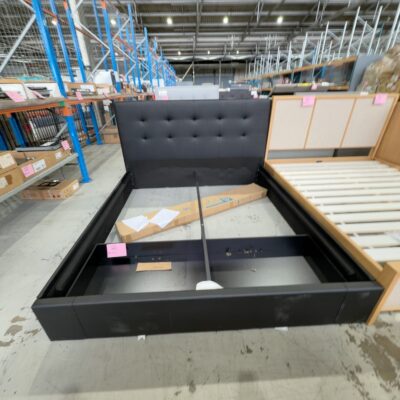 NEW FLORENCE KING SIZE BEDFRAME, BLACK PU, WITH STORAGE DRAWERS AT END OF BED NEW FLORENCE KING SIZE BEDFRAME, BLACK PU, WITH STORAGE DRAWERS AT END OF BED
