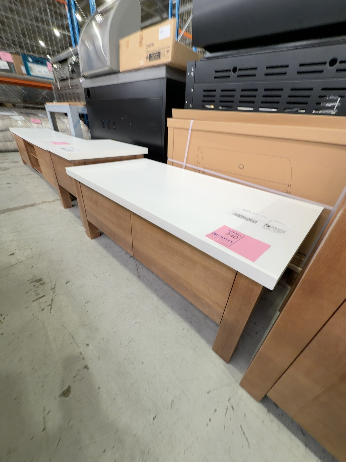 EX SHOWROOM - OAK COFFEE TABLE WITH WHITE TOP, SOLD AS IS EX SHOWROOM - OAK COFFEE TABLE WITH WHITE TOP, SOLD AS IS