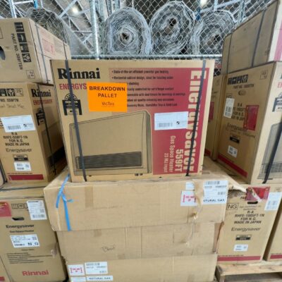 PALLET OF RINNAI GAS SPACE HEATERS & FLUES, SOLD AS IS NO WARRANTY PALLET OF RINNAI GAS SPACE HEATERS & FLUES, SOLD AS IS NO WARRANTY