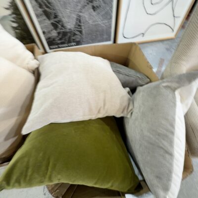 EX STAGING - BOX OF ASSORTED CUSHIONS, SOLD AS IS EX STAGING - BOX OF ASSORTED CUSHIONS, SOLD AS IS