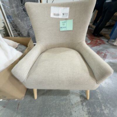 EX STAGING - BEIGE ARMCHAIR, SOLD AS IS EX STAGING - BEIGE ARMCHAIR, SOLD AS IS