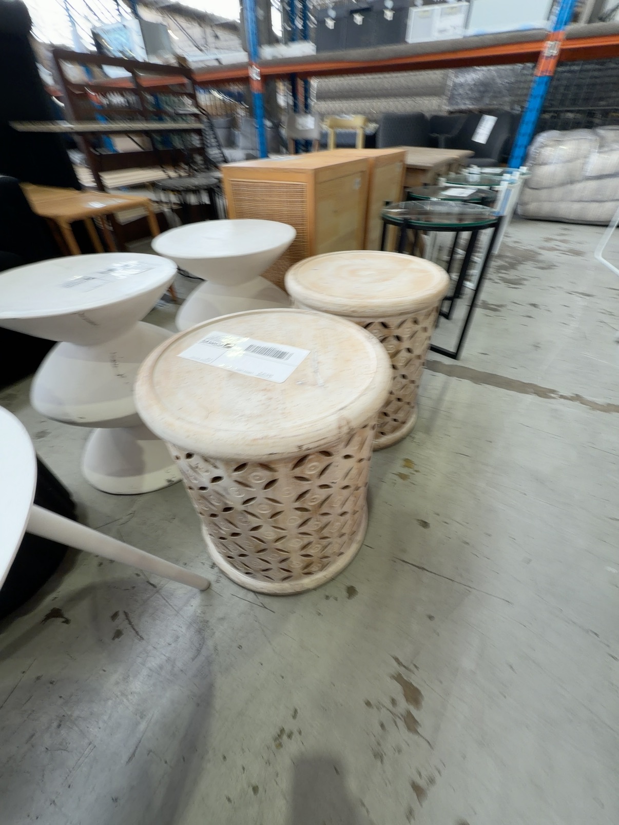 EX STAGING - CARVED WHITE SIDE TABLE SOLD AS IS EX STAGING - CARVED WHITE SIDE TABLE SOLD AS IS