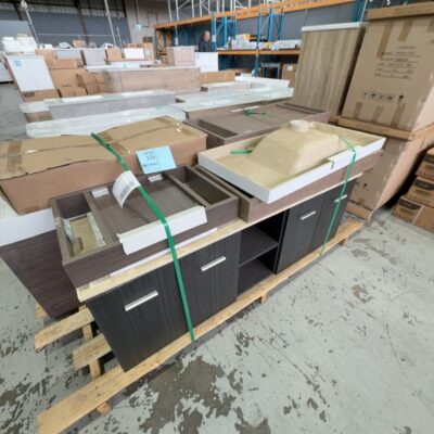 PALLET OF ASSORTED CUSTOM MADE VANITY CABINETS SOLD AS IS PALLET OF ASSORTED CUSTOM MADE VANITY CABINETS SOLD AS IS