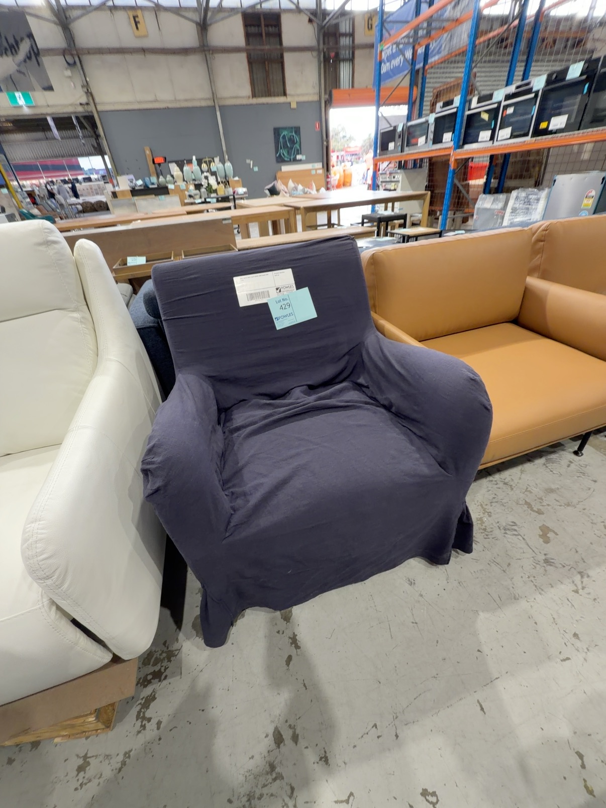 NEW SOFIA NAVY SLIP COVER ARM CHAIR RRP$795 NEW SOFIA NAVY SLIP COVER ARM CHAIR RRP$795