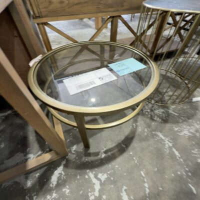EX STAGING GOLD ROUND COFFEE TABLE, SOLD AS IS EX STAGING GOLD ROUND COFFEE TABLE, SOLD AS IS
