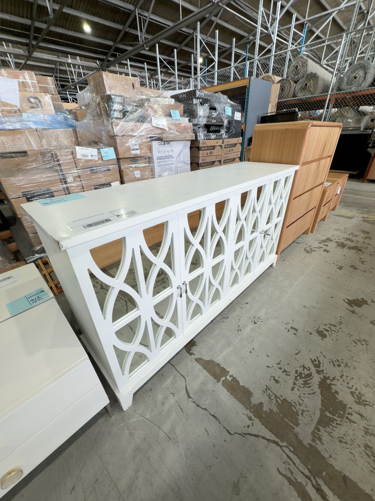 EX STAGING WHITE MIRROR BUFFET SOLD AS IS EX STAGING WHITE MIRROR BUFFET SOLD AS IS