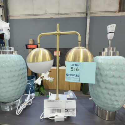 EX STAGING - GOLD & STONE TABLE LAMP WITH GLASS SHADE, SOLD AS IS EX STAGING - GOLD & STONE TABLE LAMP WITH GLASS SHADE, SOLD AS IS