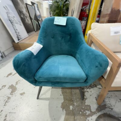 EX STAGING - TEAL ARMCHAIR, SOLD AS IS