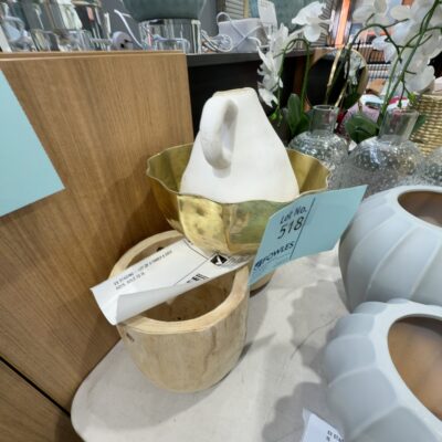 EX STAGING - LOT OF 4 TIMBER & GOLD POTS, SOLD AS IS EX STAGING - LOT OF 4 TIMBER & GOLD POTS, SOLD AS IS