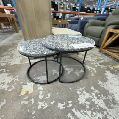 EX STAGING - NESTING SIDE TABLES BLACK TERRAZZO, SOLD AS IS EX STAGING - NESTING SIDE TABLES BLACK TERRAZZO, SOLD AS IS