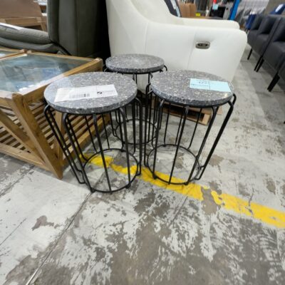 EX STAGING - BLACK TERRAZZO ROUND SIDE TABLE, SOLD AS IS EX STAGING - BLACK TERRAZZO ROUND SIDE TABLE, SOLD AS IS