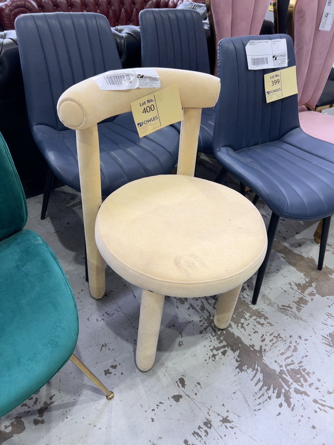 EX HIRE - YELLOW VELVET CHAIR SOLD AS IS EX HIRE - YELLOW VELVET CHAIR SOLD AS IS