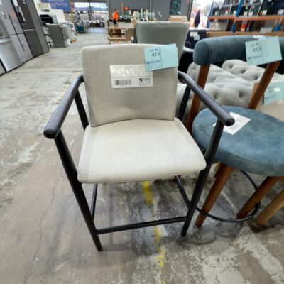 SAMPLE - ASTON BLACK OAK BAR STOOL, SILVER SAGE FABRIC, SOLD AS IS SAMPLE - ASTON BLACK OAK BAR STOOL, SILVER SAGE FABRIC, SOLD AS IS