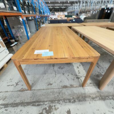 EX DISPLAY ALESSA DINING TABLE, 2400MM WORMY CHESTNUT SOLD AS IS EX DISPLAY ALESSA DINING TABLE, 2400MM WORMY CHESTNUT SOLD AS IS