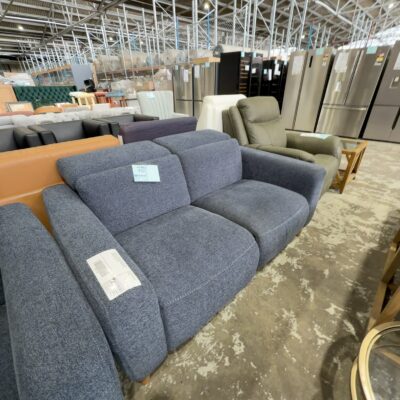 EX DISPLAY SOCHI 2 SEATER LAPIS FABRIC LOUNGE SUITE, ELECTRIC RECLINER AND HEADRESTS, SOLD AS IS EX DISPLAY SOCHI 2 SEATER LAPIS FABRIC LOUNGE SUITE, ELECTRIC RECLINER AND HEADRESTS, SOLD AS IS