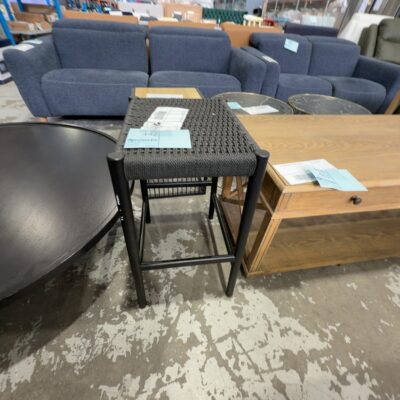 SAMPLE JULIEN BAR STOOL, ROPE/BLACK OAK SOLD AS IS SAMPLE JULIEN BAR STOOL, ROPE/BLACK OAK SOLD AS IS