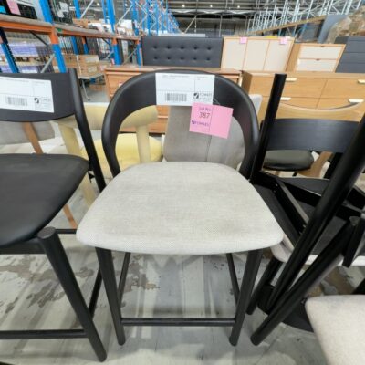 SAMPLE - TEMPO BAR STOOL, OAK BLACK WITH SILVER FABRIC SAMPLE - TEMPO BAR STOOL, OAK BLACK WITH SILVER FABRIC