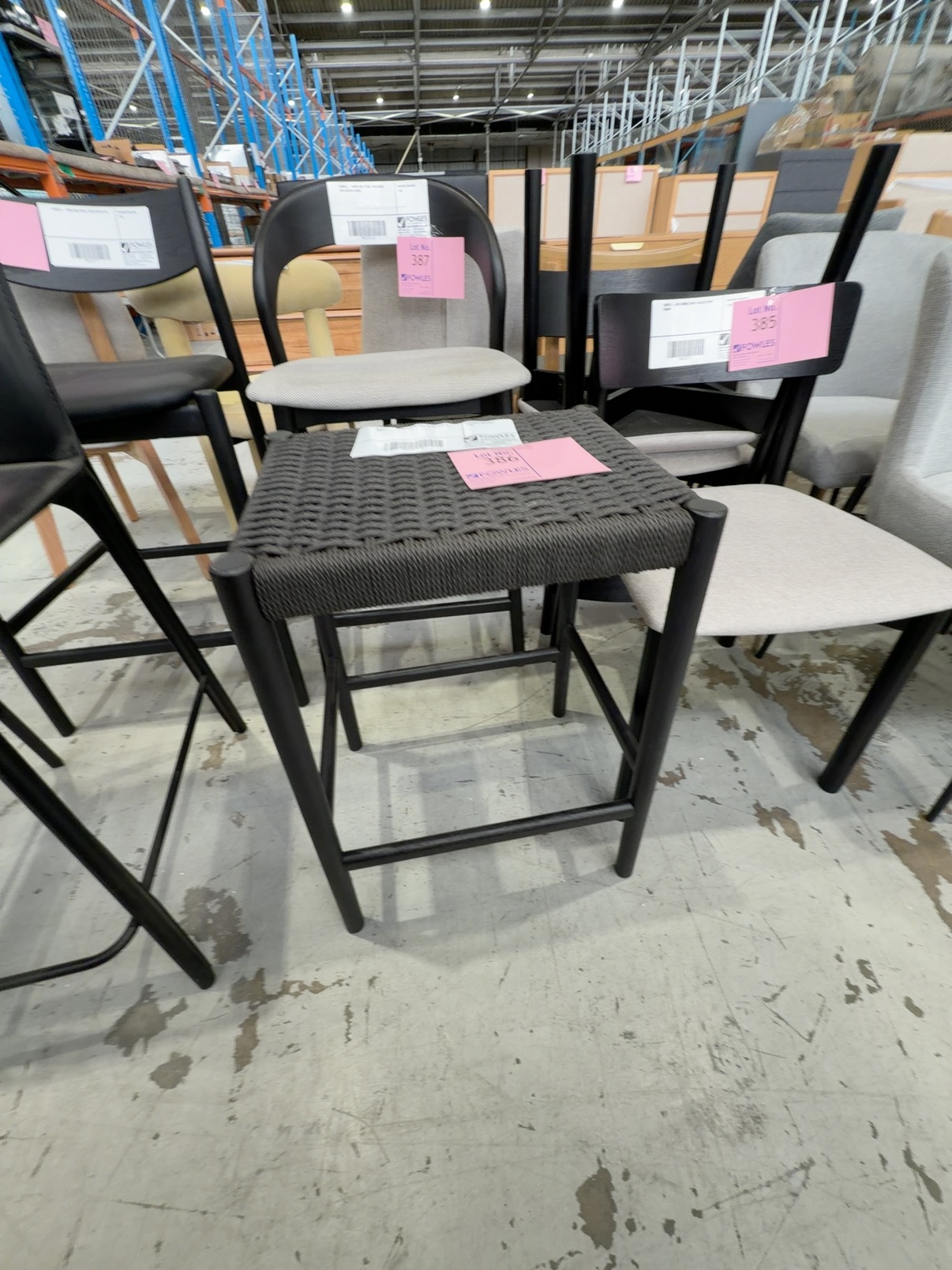 SAMPLE - LORNA BAR STOOL, BLACK OAK & ROPE SAMPLE - LORNA BAR STOOL, BLACK OAK & ROPE