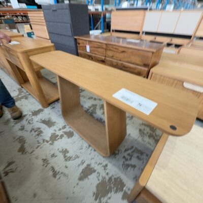 EX DISPLAY LAMBERT CURVED OAK NATURAL CONSOLE TABLE, SOLD AS IS EX DISPLAY LAMBERT CURVED OAK NATURAL CONSOLE TABLE, SOLD AS IS