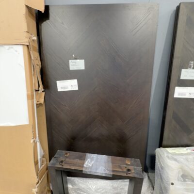 EX DISPLAY ADLEY 2000MM DINING TABLE, JAPAN BLACK, HERRINGBONE DESIGN, WITH LEGS, NO SCREWS SOLD AS IS