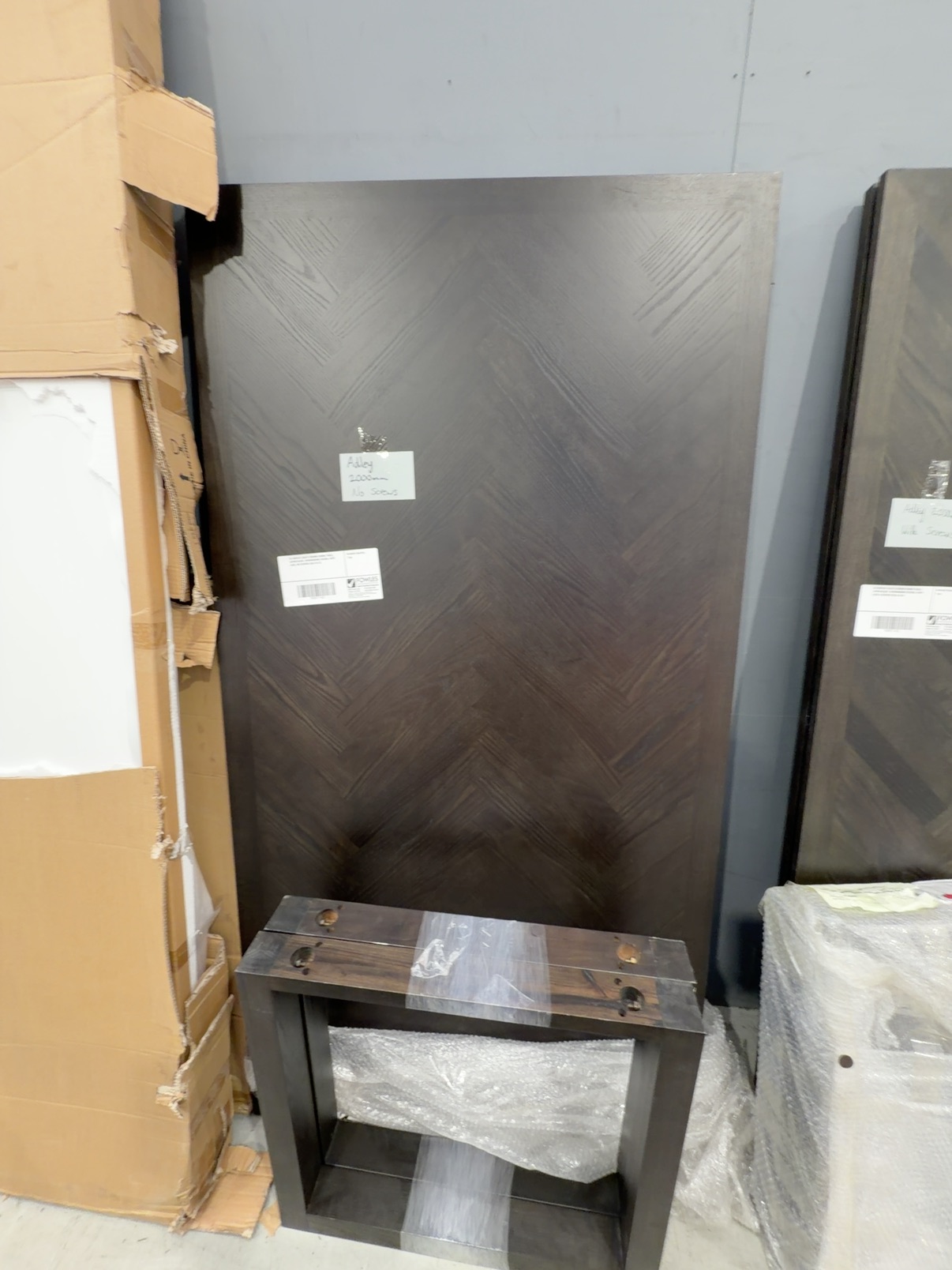EX DISPLAY ADLEY 2000MM DINING TABLE, JAPAN BLACK, HERRINGBONE DESIGN, WITH LEGS, NO SCREWS SOLD AS IS EX DISPLAY ADLEY 2000MM DINING TABLE, JAPAN BLACK, HERRINGBONE DESIGN, WITH LEGS, NO SCREWS SOLD AS IS