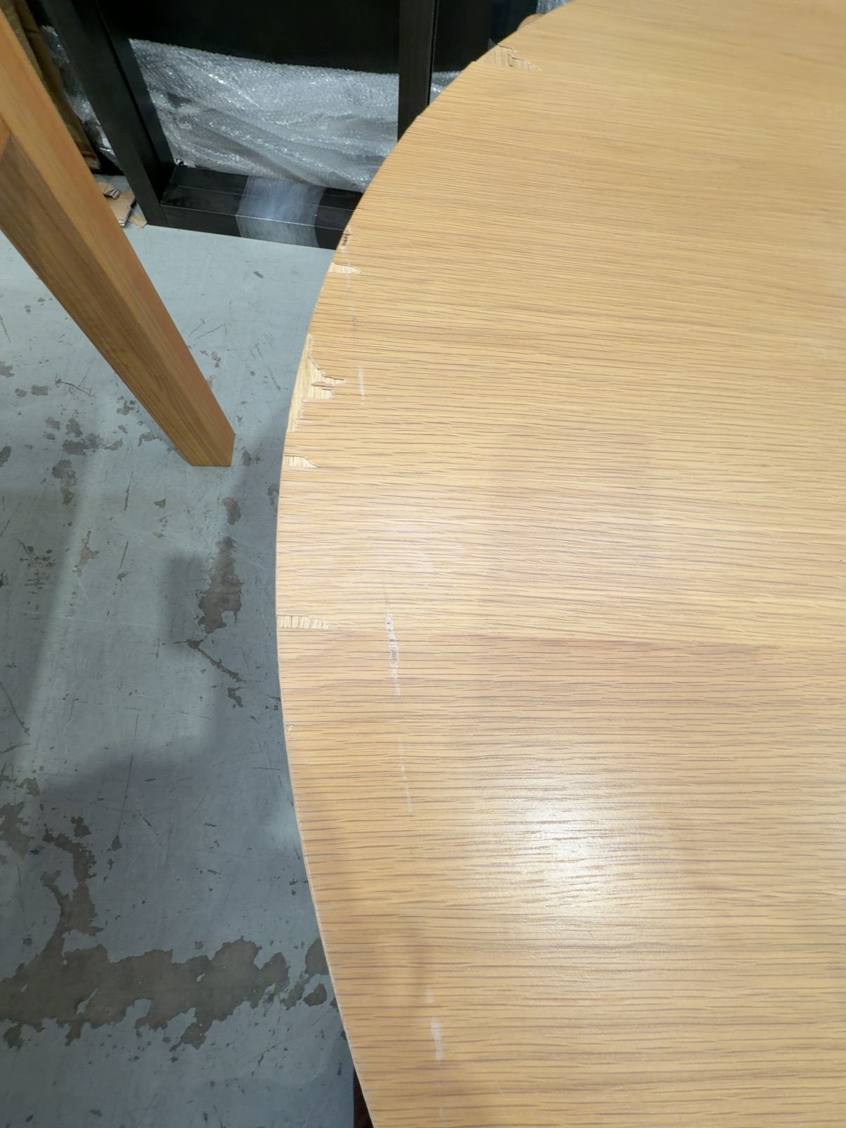 EX DISPLAY ARIES 1200MM OAK VENEER DINING TABLE - VENEER ON EDGES CHIPPED & LIFTING SOLD AS IS EX DISPLAY ARIES 1200MM OAK VENEER DINING TABLE - VENEER ON EDGES CHIPPED & LIFTING SOLD AS IS