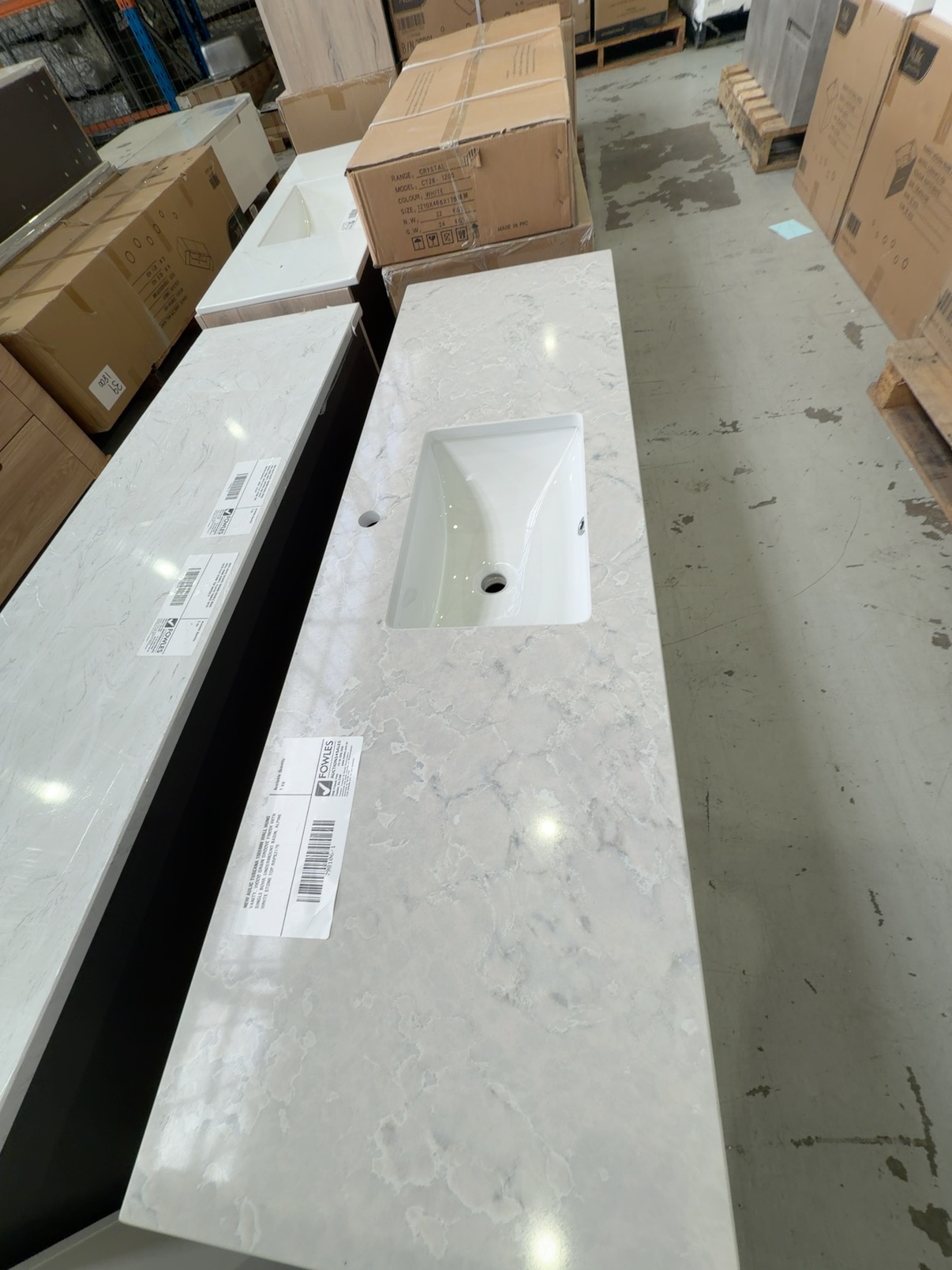 NEW AULIC TUSCANA 1500MM WALL HUNG VANITY, WOOD GRAIN GROOVE FINISH WITH SINGLE BOWL UNDERMOUNT BASIN, ALPINE WHITE STONE TOP RRP$3179 NEW AULIC TUSCANA 1500MM WALL HUNG VANITY, WOOD GRAIN GROOVE FINISH WITH SINGLE BOWL UNDERMOUNT BASIN, ALPINE WHITE STONE TOP RRP$3179
