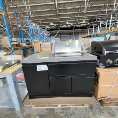 BRAND NEW TC2K-MK2 CROSSWAY COMPACT OUTDOOR BBQ KITCHEN WITH 2 BURNER GAS LPG BBQ, WITH GREY SINTERED STONE TOP, HIGH INTENSITY BBQ FLUSHMOUNT, 1385 LONG X 610 DEEP X 1403MM HIGH, BLACK POWDER COATED CABINETS RRP$4099 WITH 3 MONTH WARRANTY (DISPLAY MODEL) BRAND NEW TC2K-MK2 CROSSWAY COMPACT OUTDOOR BBQ KITCHEN WITH 2 BURNER GAS LPG BBQ, WITH GREY SINTERED STONE TOP, HIGH INTENSITY BBQ FLUSHMOUNT, 1385 LONG X 610 DEEP X 1403MM HIGH, BLACK POWDER COATED CABINETS RRP$4099 WITH 3 MONTH WARRANTY (DISPLAY MODEL)
