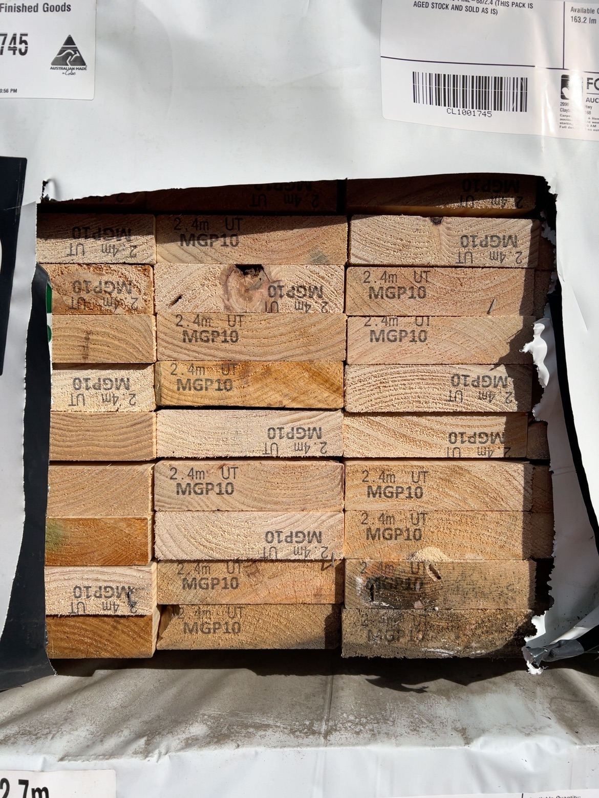 140X35 MGP10 PINE-68/2.4 (THIS PACK IS AGED STOCK AND SOLD AS IS) 140X35 MGP10 PINE-68/2.4 (THIS PACK IS AGED STOCK AND SOLD AS IS)