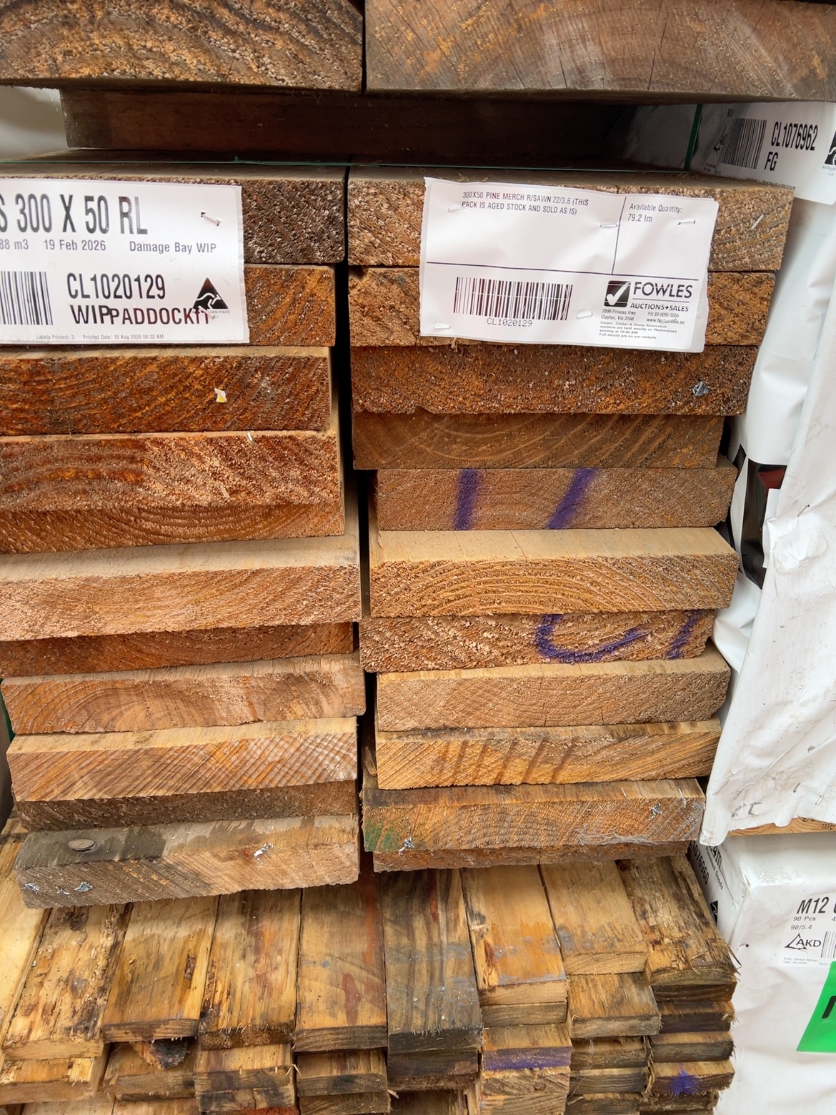 300X50 PINE MERCH R/SAWN 22/3.6 (THIS PACK IS AGED STOCK AND SOLD AS IS) 300X50 PINE MERCH R/SAWN 22/3.6 (THIS PACK IS AGED STOCK AND SOLD AS IS)