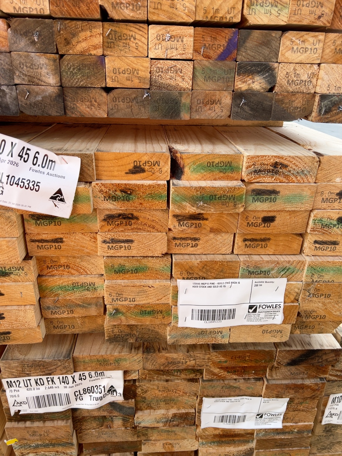120X45 MGP10 PINE-48/6.0 (THIS PACK IS AGED STOCK AND SOLD AS IS) 120X45 MGP10 PINE-48/6.0 (THIS PACK IS AGED STOCK AND SOLD AS IS)