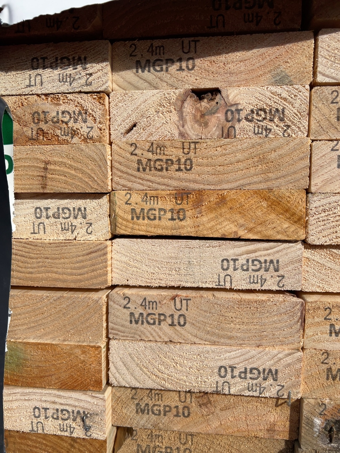 140X35 MGP10 PINE-45/2.4 (THIS PACK IS AGED STOCK AND SOLD AS IS) 140X35 MGP10 PINE-45/2.4 (THIS PACK IS AGED STOCK AND SOLD AS IS)