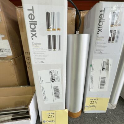 NEW (BOX OF 6 QTY) DAKOTA PENDANT LIGHT, ALUMINIUM/OAK, RRP$127 EACH DAKOTA - PE-ALOK NEW (BOX OF 6 QTY) DAKOTA PENDANT LIGHT, ALUMINIUM/OAK, RRP$127 EACH DAKOTA - PE-ALOK