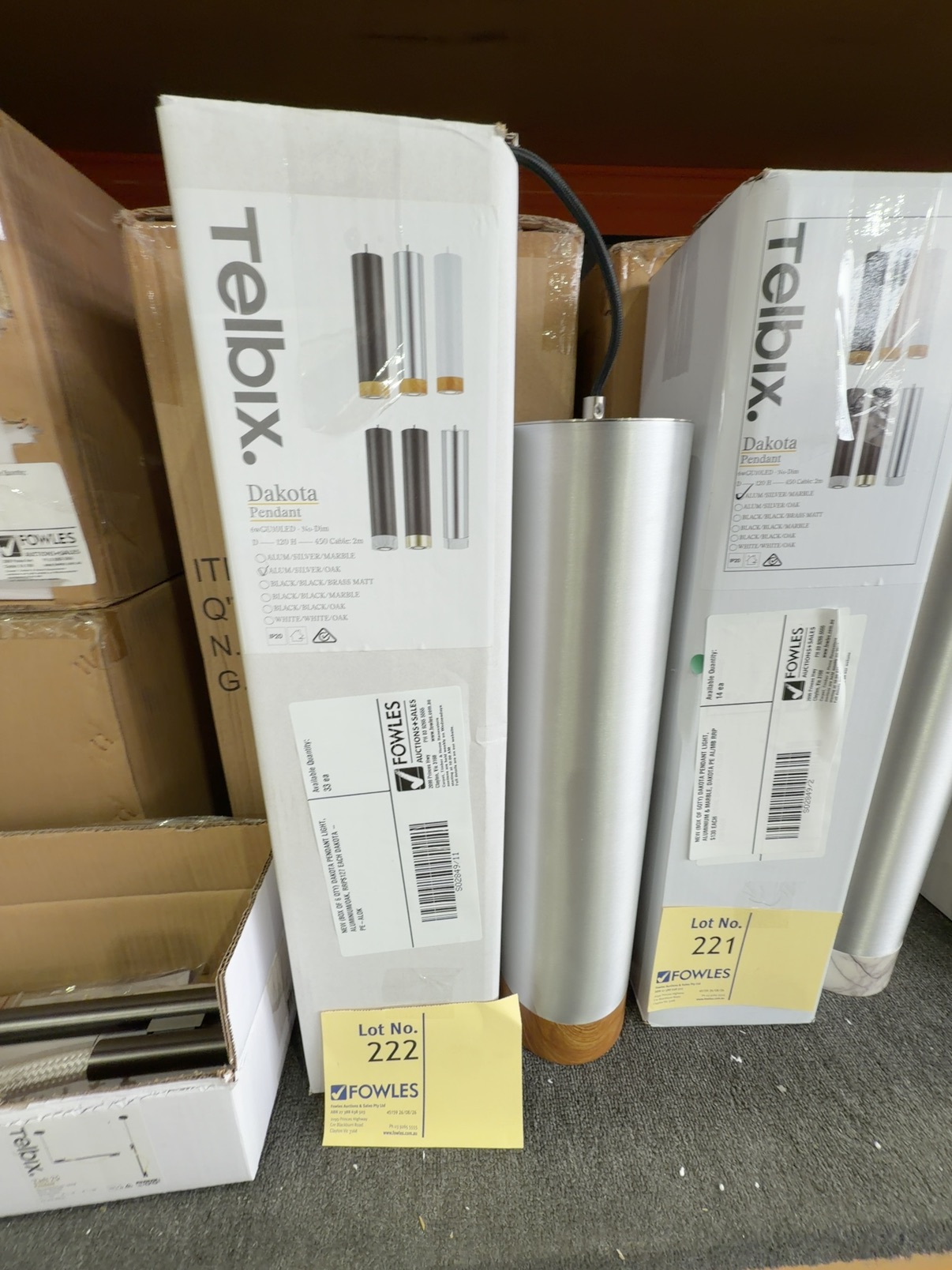 NEW (BOX OF 6 QTY) DAKOTA PENDANT LIGHT, ALUMINIUM/OAK, RRP$127 EACH DAKOTA - PE-ALOK NEW (BOX OF 6 QTY) DAKOTA PENDANT LIGHT, ALUMINIUM/OAK, RRP$127 EACH DAKOTA - PE-ALOK
