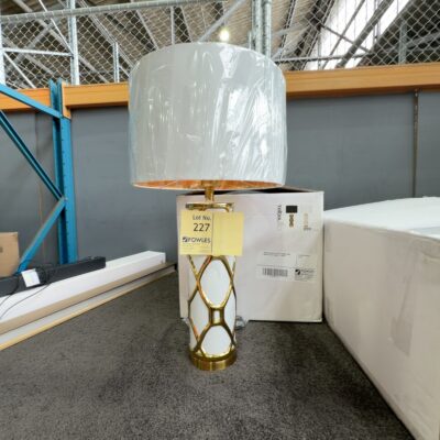 NEW VILMA WHITE & GOLD CERAMIC LAMP RRP$472 EACH, VILMA-TL-WHWH NEW VILMA WHITE & GOLD CERAMIC LAMP RRP$472 EACH, VILMA-TL-WHWH