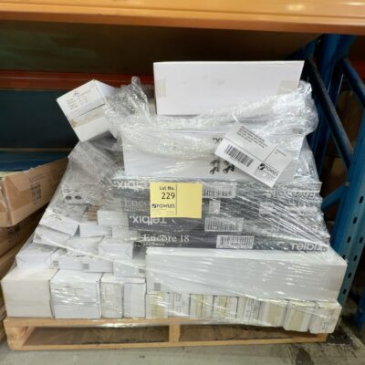 PALLET OF ASSORTED NEW LIGHTING INCLUDING PENDANT LIGHTS, DOWNLIGHTS, SPOT LIGHTS, SPOT BAR LIGHTS, BATTEN LIGHTS ETC, SOLD AS IS PALLET OF ASSORTED NEW LIGHTING INCLUDING PENDANT LIGHTS, DOWNLIGHTS, SPOT LIGHTS, SPOT BAR LIGHTS, BATTEN LIGHTS ETC, SOLD AS IS