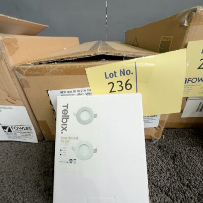 NEW (BOX OF 50 QTY) STOW WHITE ROUND DOWN/WALL LIGHT, STOW RD-WH-850 RRP$39.95 EACH NEW (BOX OF 50 QTY) STOW WHITE ROUND DOWN/WALL LIGHT, STOW RD-WH-850 RRP$39.95 EACH