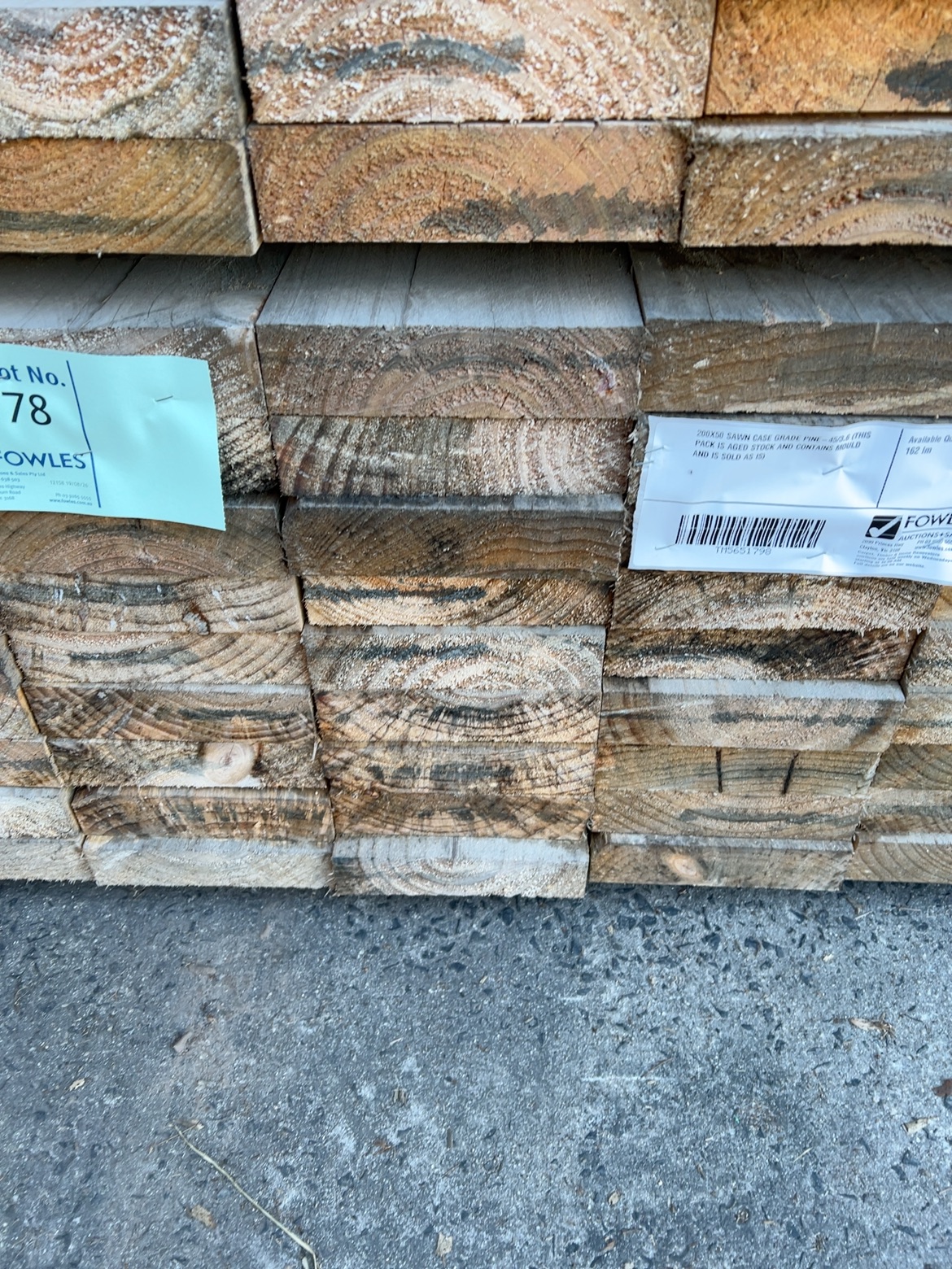 200X50 SAWN CASE GRADE PINE-45/3.6 (THIS PACK IS AGED STOCK AND CONTAINS MOULD AND IS SOLD AS IS) 200X50 SAWN CASE GRADE PINE-45/3.6 (THIS PACK IS AGED STOCK AND CONTAINS MOULD AND IS SOLD AS IS)