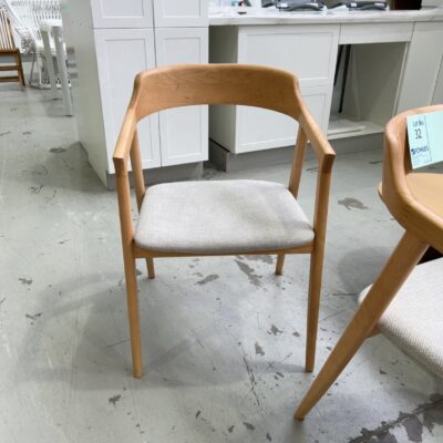 NOBU ASH DINING CHAIR WITH SILVER FABRIC SEAT, SOLD AS IS NOBU ASH DINING CHAIR WITH SILVER FABRIC SEAT, SOLD AS IS