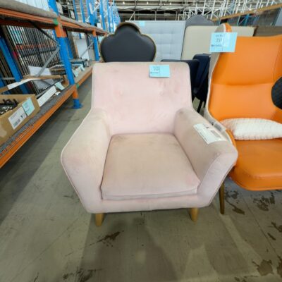EX SHOWROOM - PINK VELVET ARMCHAIR EX SHOWROOM - PINK VELVET ARMCHAIR