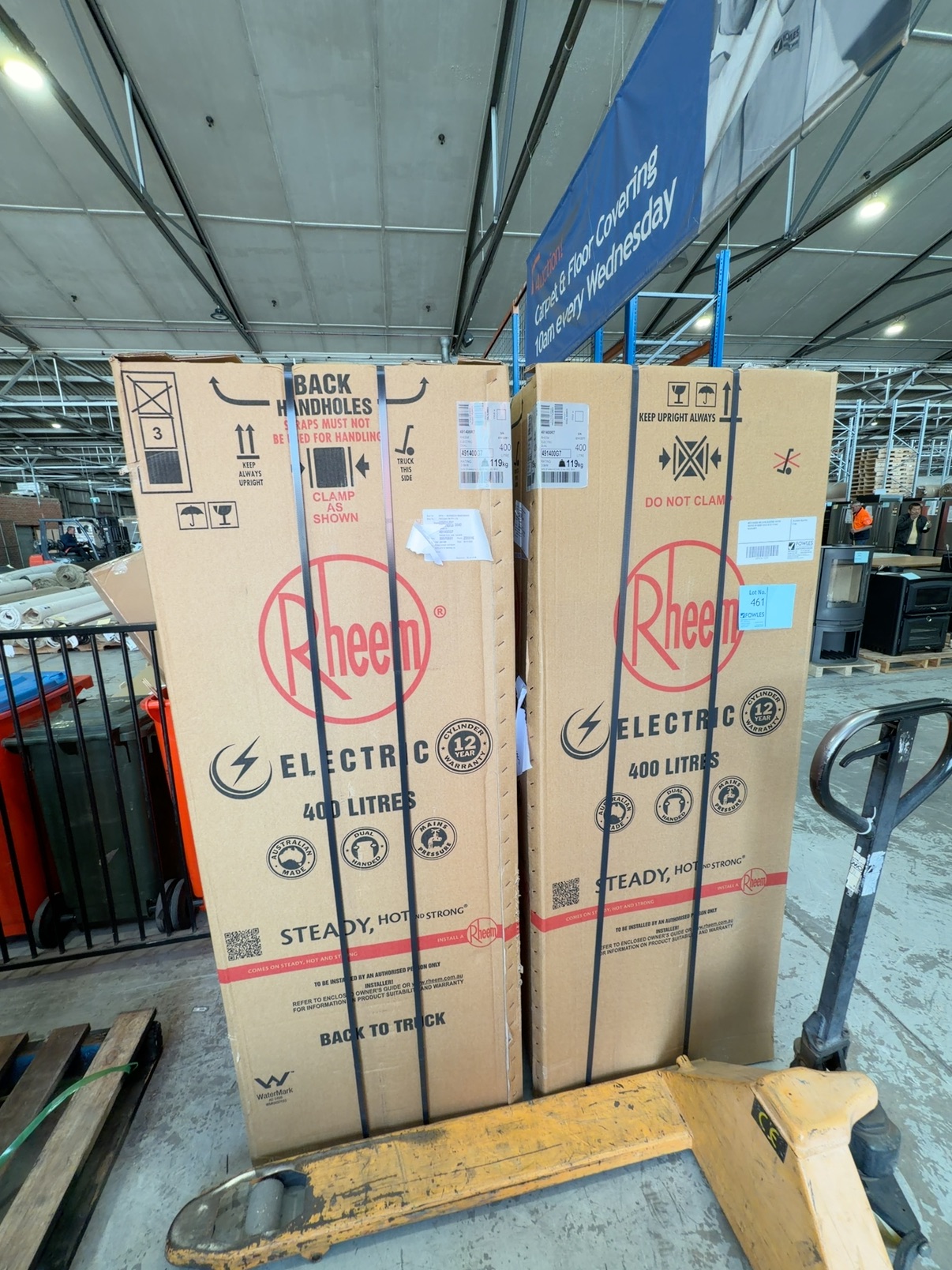 NEW RHEEM 400 LITRE ELECTRIC WATER HEATER 491400G7 SOLD AS IS 14 DAY WARRANTY NEW RHEEM 400 LITRE ELECTRIC WATER HEATER 491400G7 SOLD AS IS 14 DAY WARRANTY