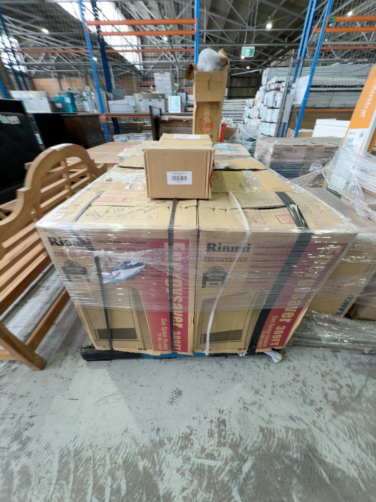 PALLET OF RINNAI GAS SPACE HEATERS SOLD AS IS NO WARRANTY PALLET OF RINNAI GAS SPACE HEATERS SOLD AS IS NO WARRANTY