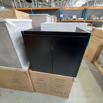 NEW 600MM MATTE BLACK WALL HUNG VANITY CABINET ONLY NEW 600MM MATTE BLACK WALL HUNG VANITY CABINET ONLY