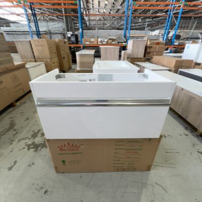 NEW 900MM WALL HUNG SINGLE DRAWER WHITE VANITY - NO TOP, SOLD AS IS NEW 900MM WALL HUNG SINGLE DRAWER WHITE VANITY - NO TOP, SOLD AS IS